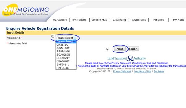 Vehicle Log Card Request - Registration Number